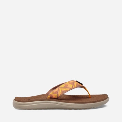 Teva Voya - Women's Teva Flip Flops - Orange Flower | India (BZPW53948)